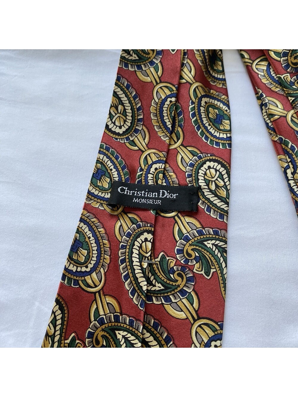 Vintage Silk Men's Neck Tie Christian Dior Monsieur Paisley